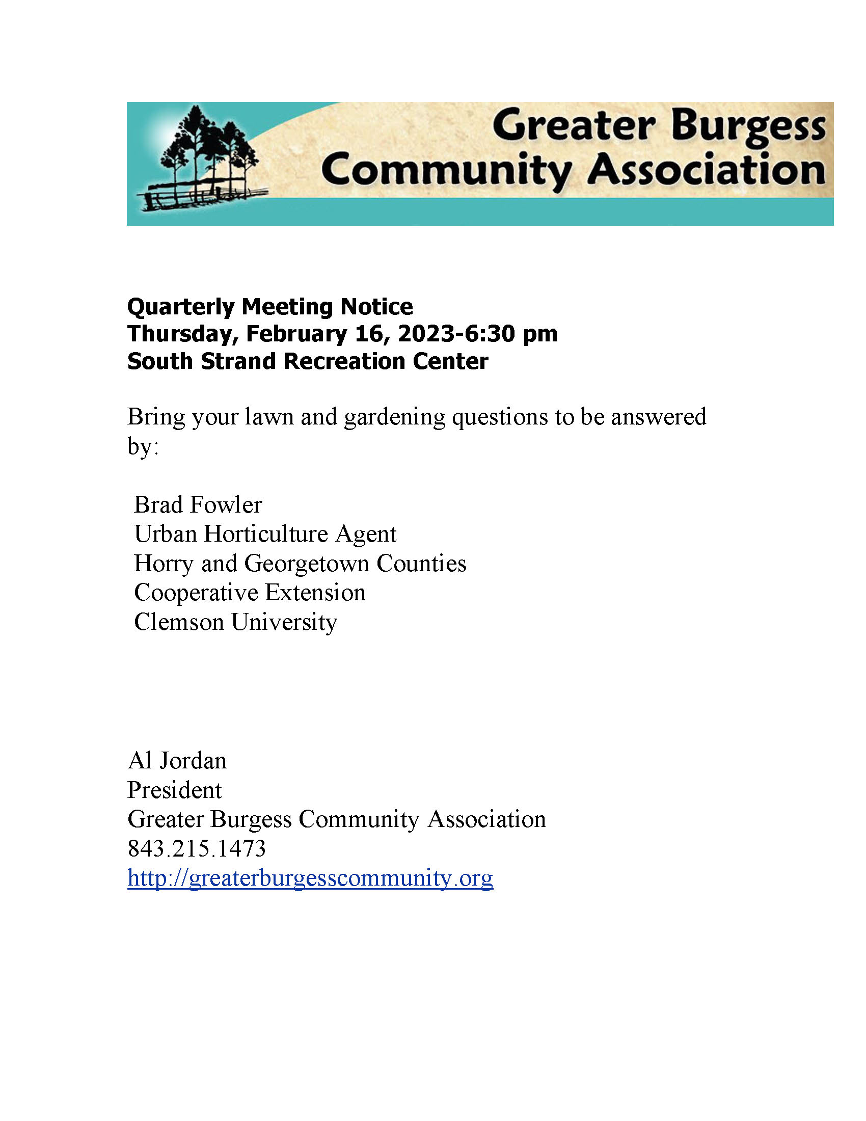 Quarterly Meeting Notice 2-16-2023